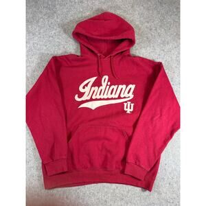 Indiana Hoosiers Hoodie Mens Red Pullover NCAA IU College Sweatshirt Y2K Large